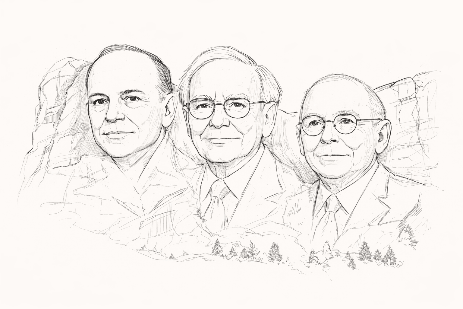 Benjamin Graham, Warren Buffett, and Charlie Munger together